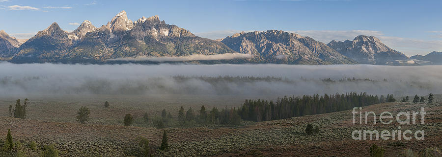 Morning Fog in Grand Teton Photograph by Sandra Bronstein