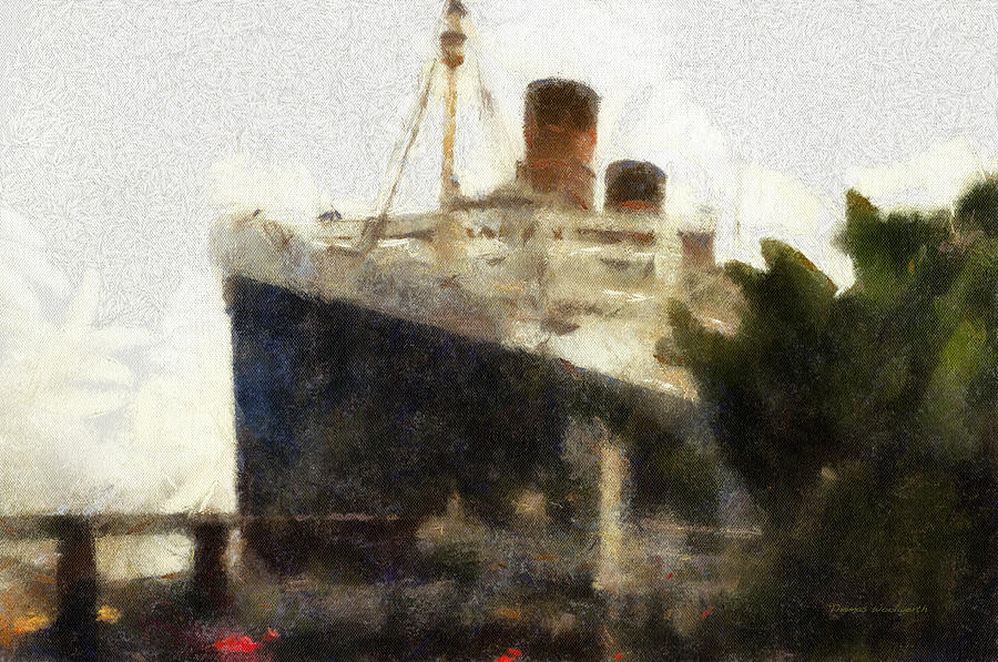 Queen Photograph - Morning Fog Queen Mary Ocean Liner 01 Photo Art 02 by Thomas Woolworth