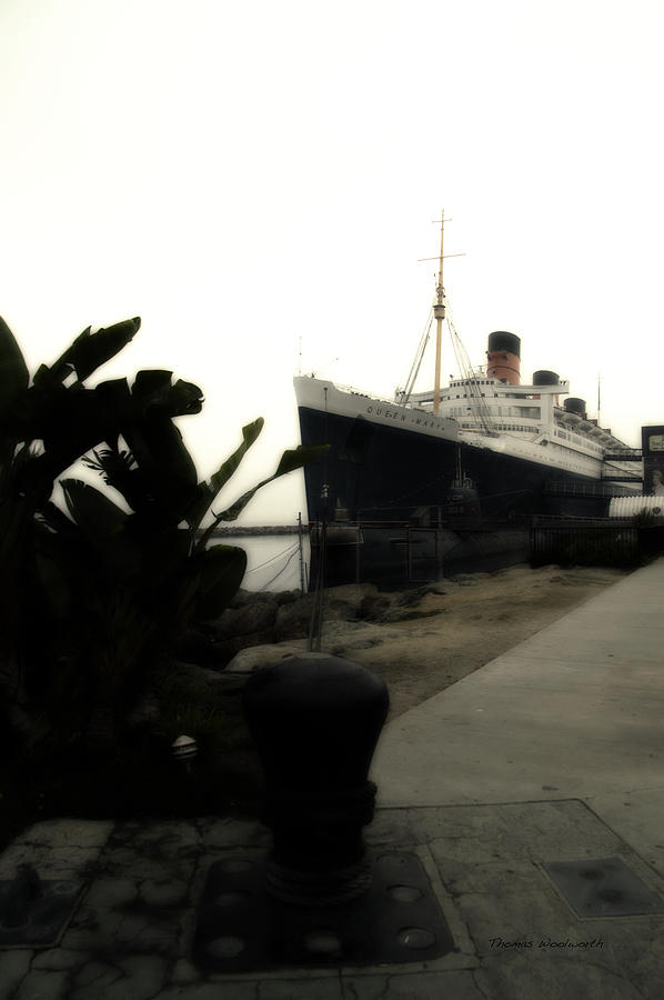 Queen Photograph - Morning Fog Queen Mary Ocean Liner 10 by Thomas Woolworth