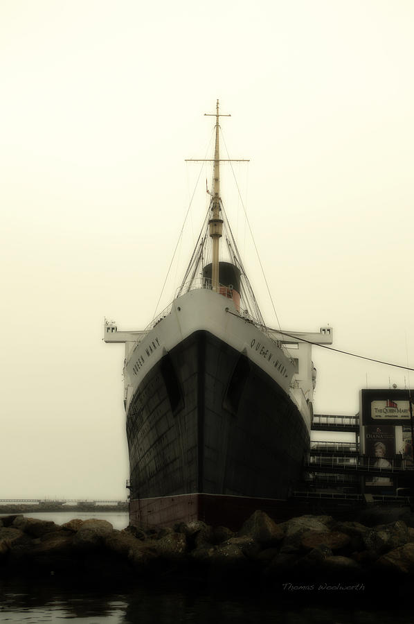 Morning Fog Queen Mary Ocean Liner Bow 02 Long Beach CA Photograph by ...