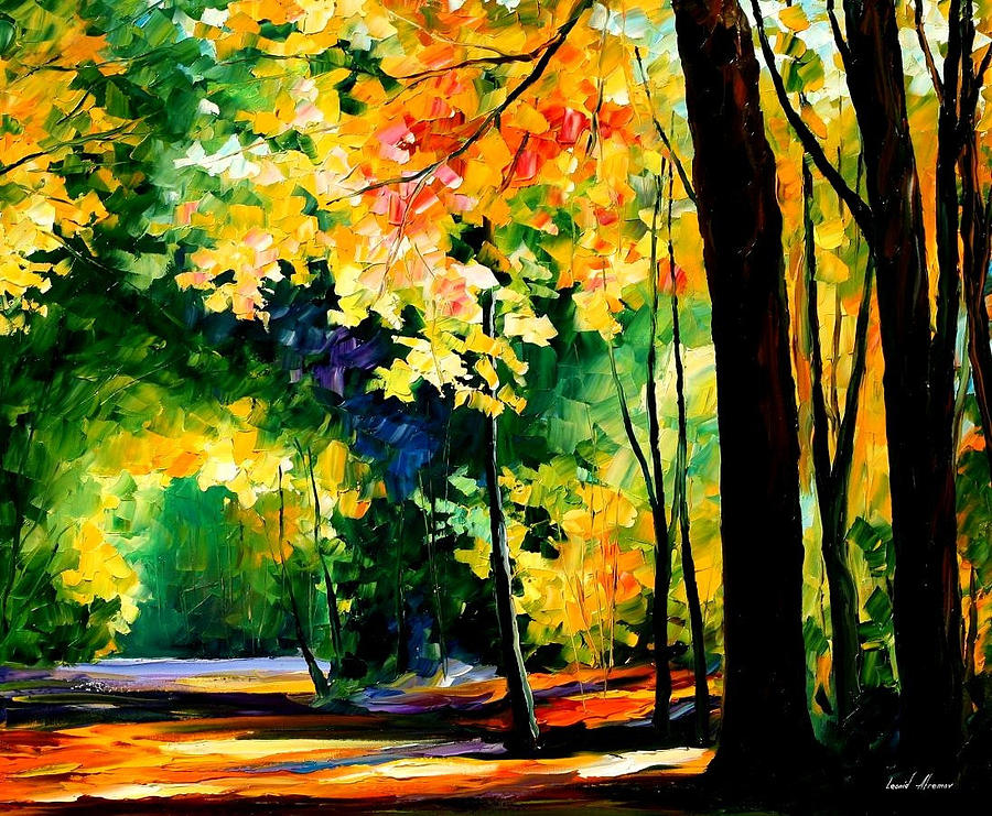 Morning Forest - Palette Knife Oil Painting On Canvas By Leonid Afremov ...