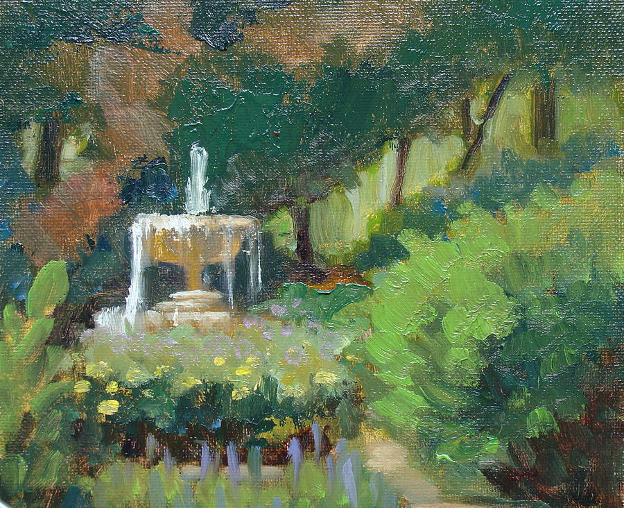 Morning Fountain Painting by Judy Fischer Walton