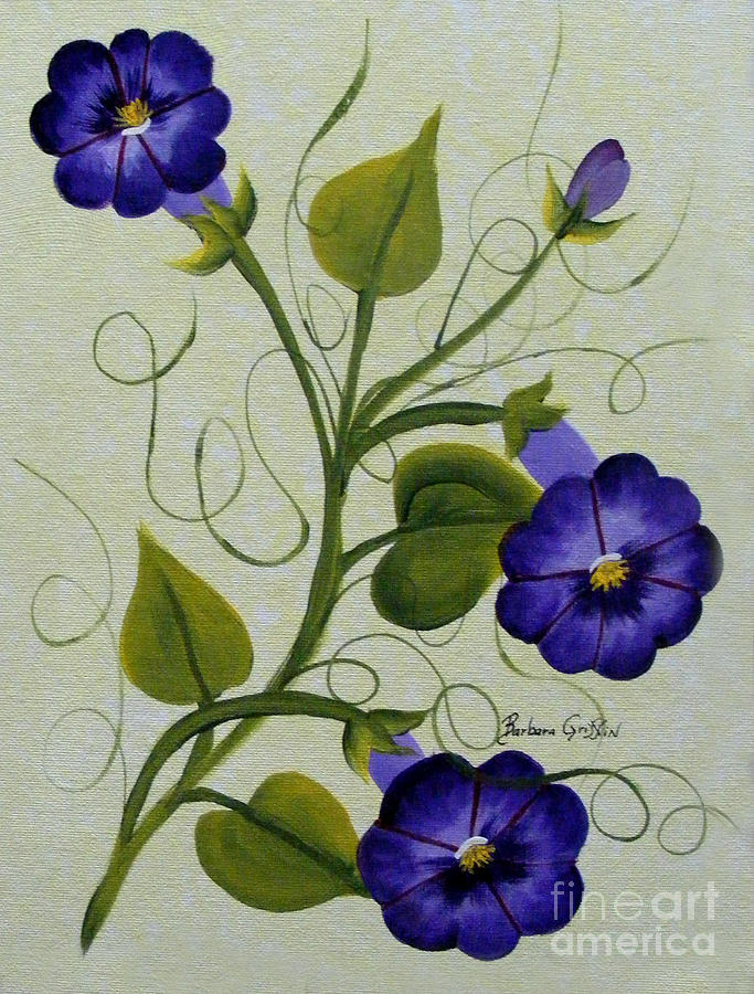 Morning Glories Painting by Barbara A Griffin
