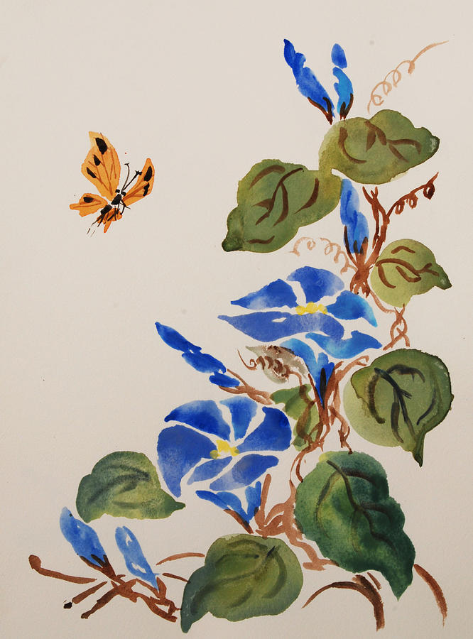Morning Glories IV Painting by Heidi E Nelson