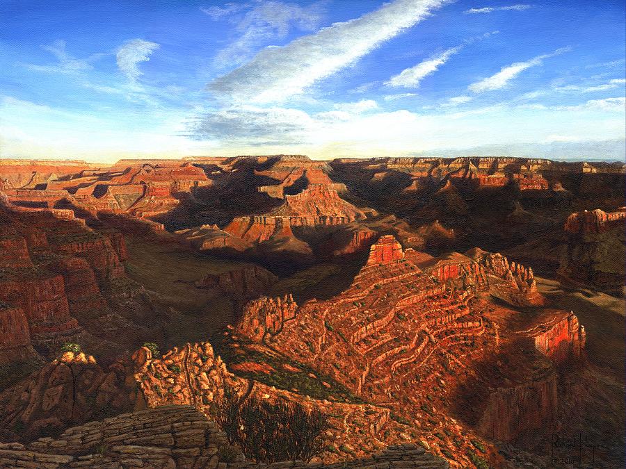 Morning Glory - The Grand Canyon from Kaibab Trail  Painting by Richard Harpum
