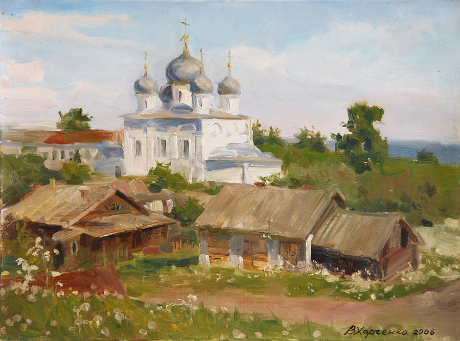 City Painting - Morning in Belozersk by Victoria Kharchenko