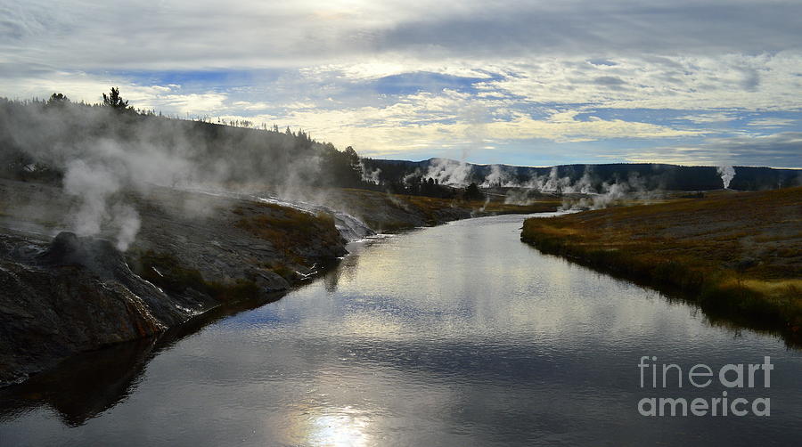 Morning in Upper Geyser Basin in Yellowstone National Park Photograph by Catherine Sherman