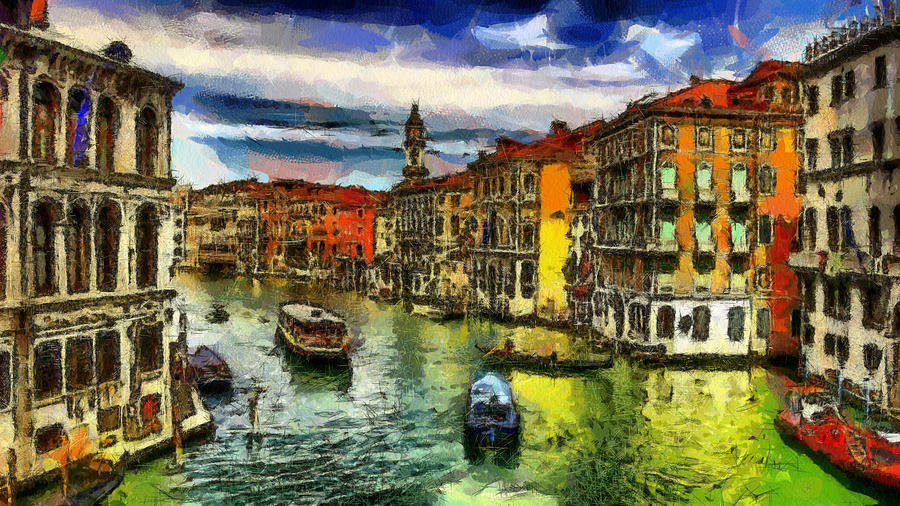 Venice Digital Art - Venice Italy Grande Canale by Georgi Dimitrov