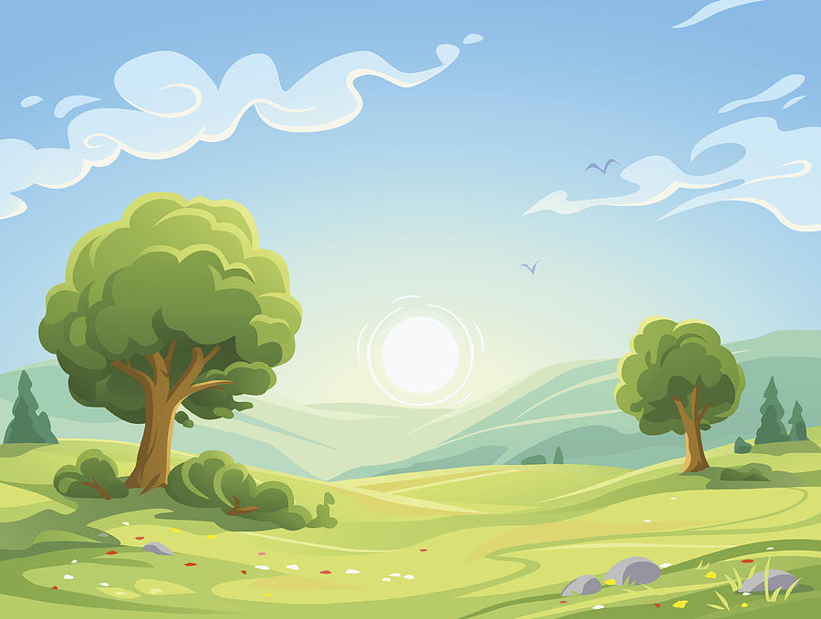 Morning Landscape Drawing by Kbeis