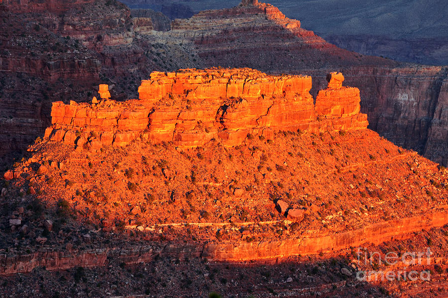 Morning Light Illuminates Rock Formation Grand Canyon National Park Photograph by Shawn OBrien