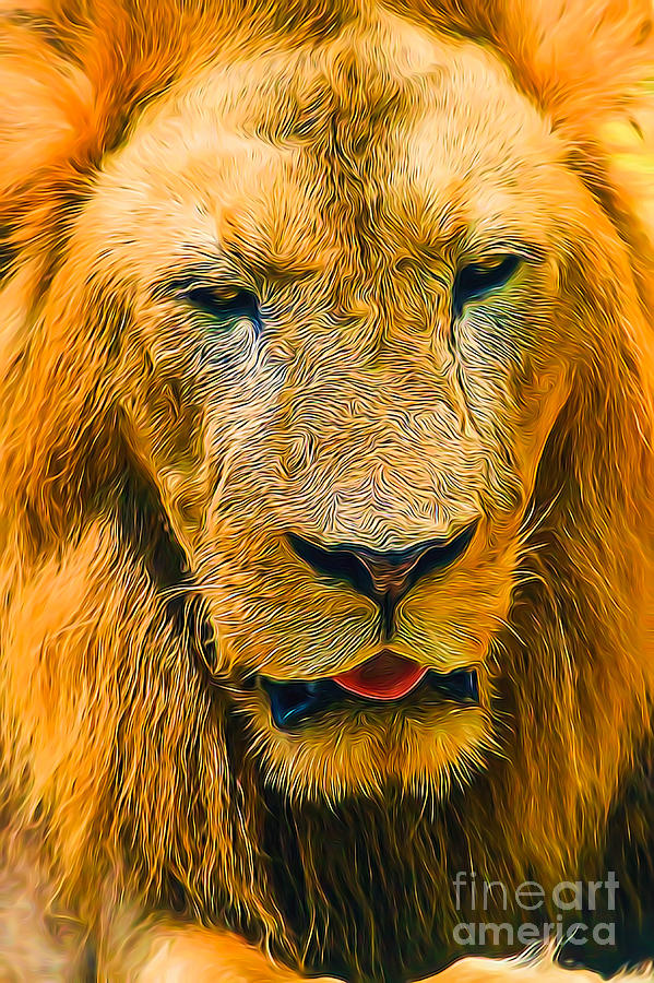 Morning Lion Digital Art by Ray Shiu