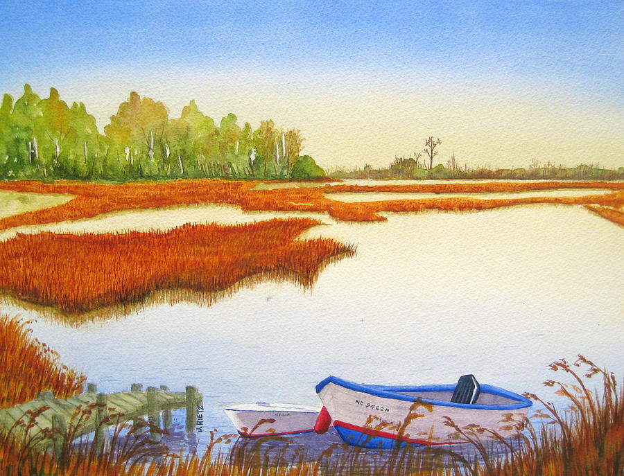 Boat Painting - Morning Marsh by Julia RIETZ