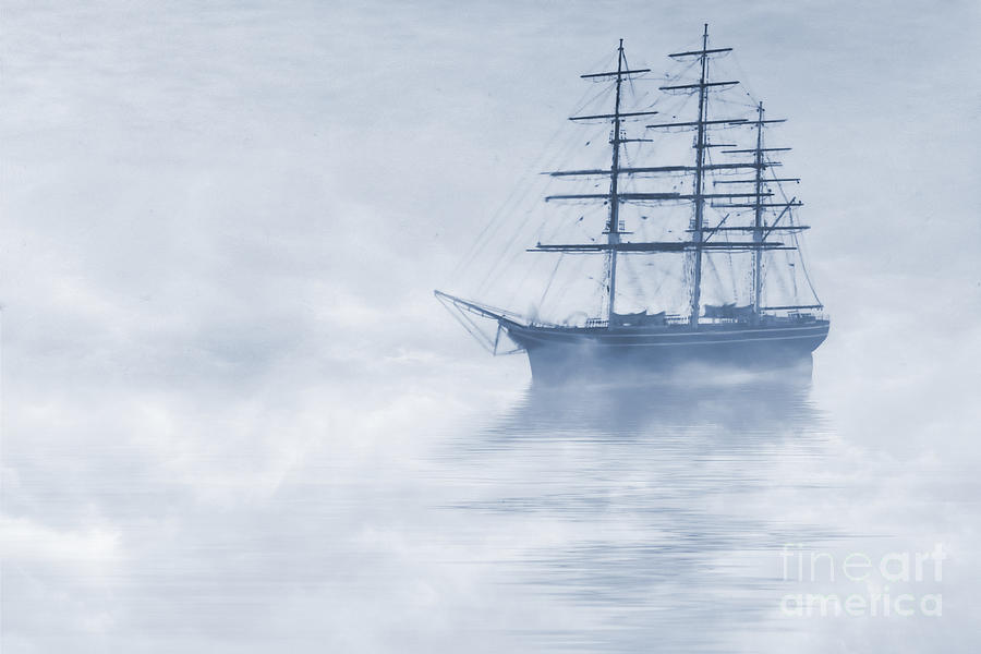 Morning Mists Cyanotype Painting by John Edwards