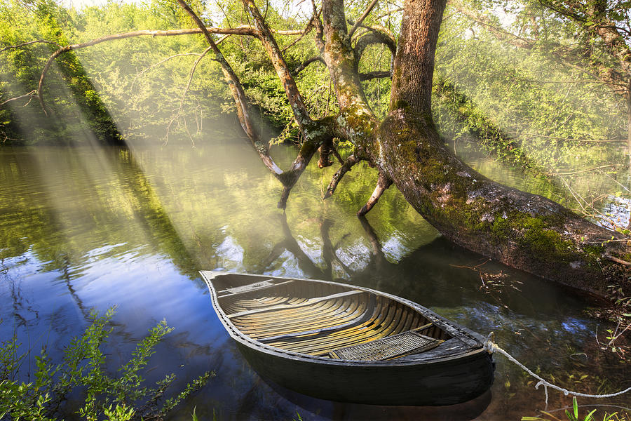 Boat Photograph - Morning Mists by Debra and Dave Vanderlaan