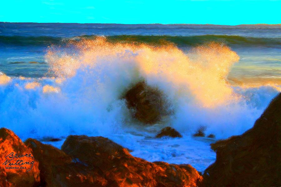 Morning Ocean Crashing the Rocks Painting by Bruce Nutting