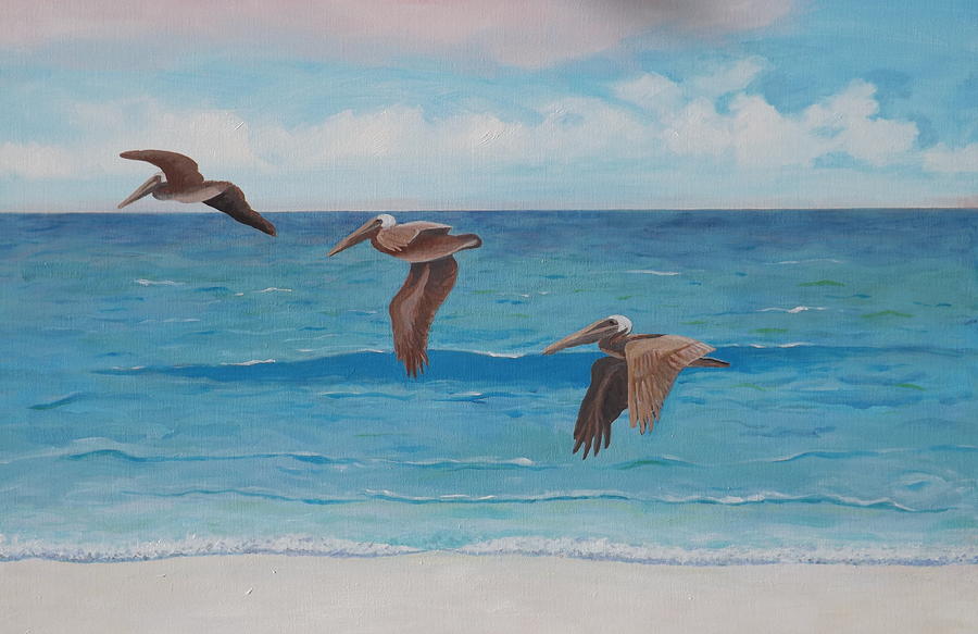 Morning Pelicans Painting by Daniel Gale