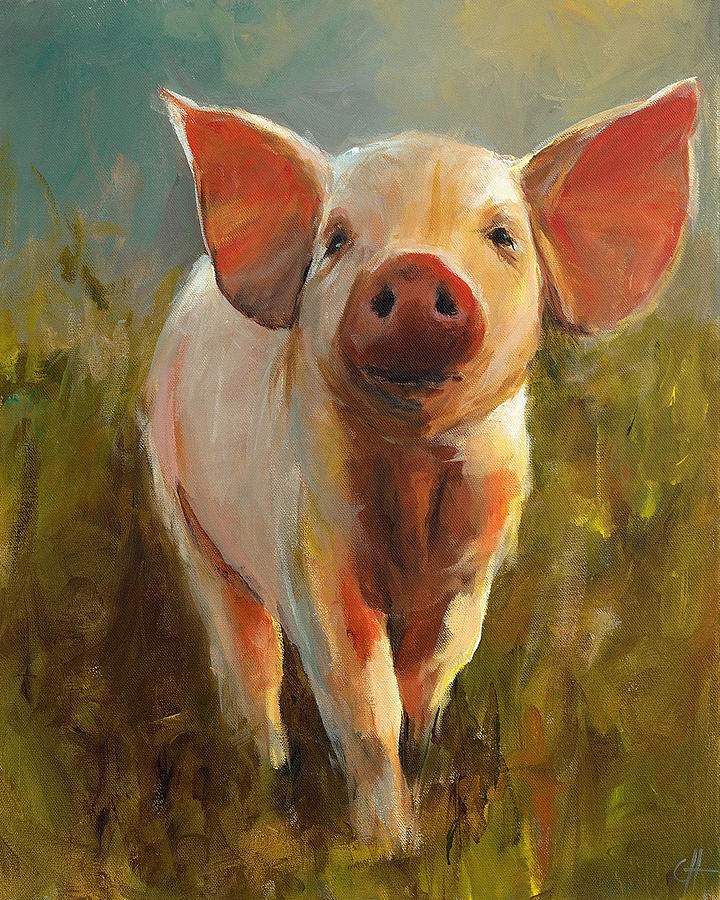 Morning Pig Painting by Cari Humphry