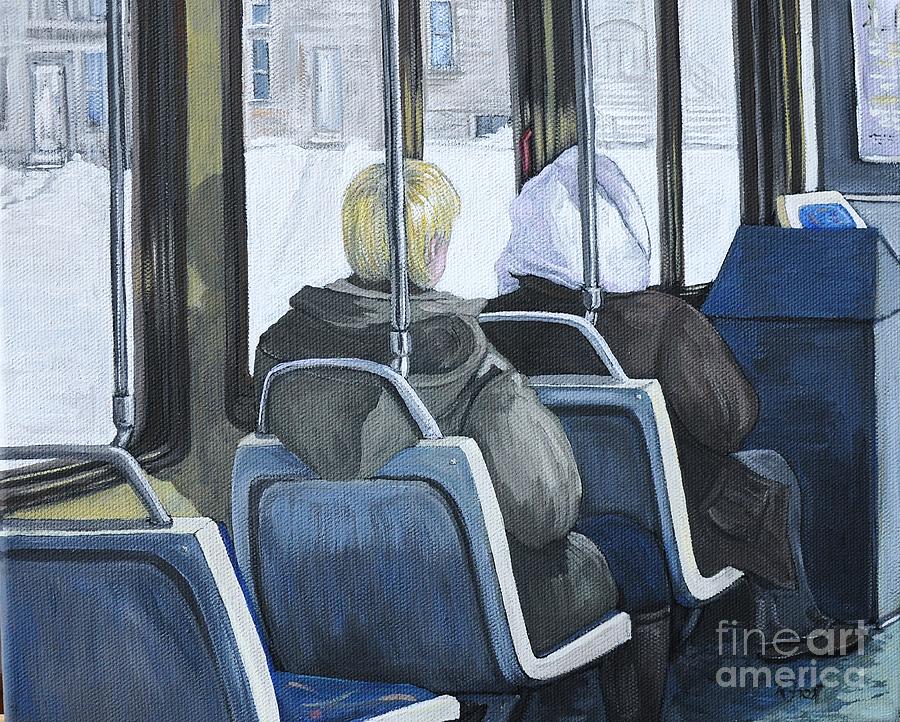 Morning Ride on the 107 Bus Painting by Reb Frost