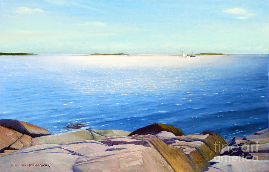 Morning Shimmers Port Clyde Maine Painting by Rosemarie Morelli