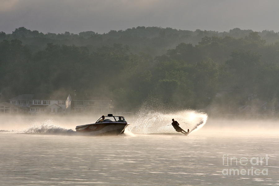 Boat Photograph - Morning Ski by Jay Nodianos