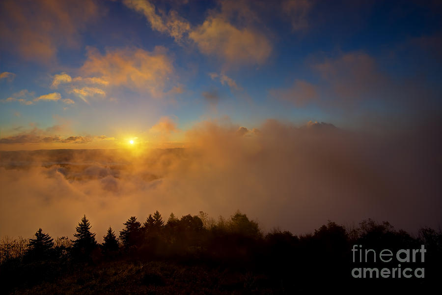 Morning sky with fog at Bald Knob Mountain  Photograph by Dan Friend