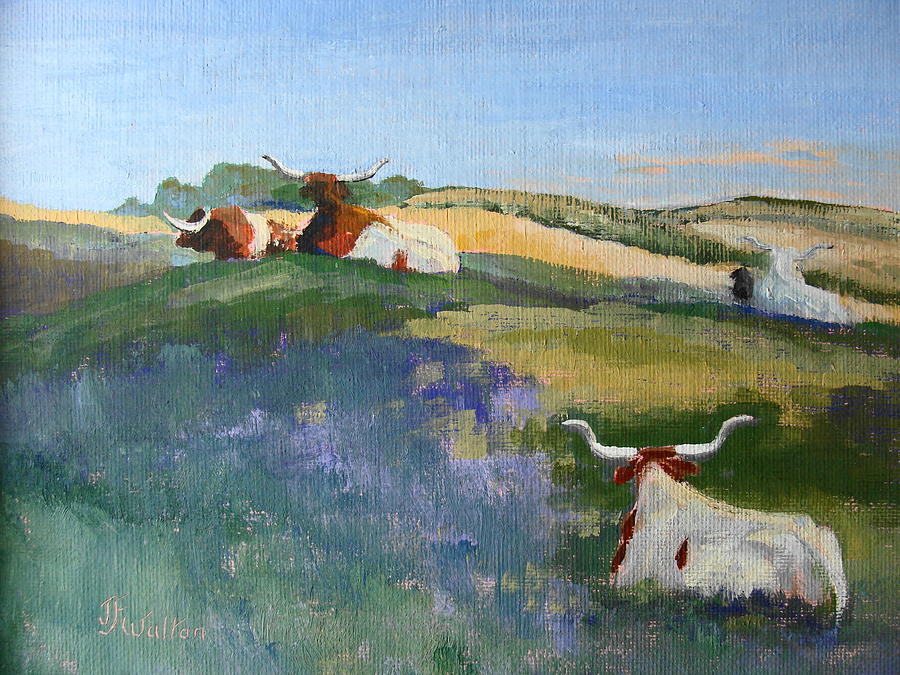 Cow Painting - Morning Solitude by Judy Fischer Walton