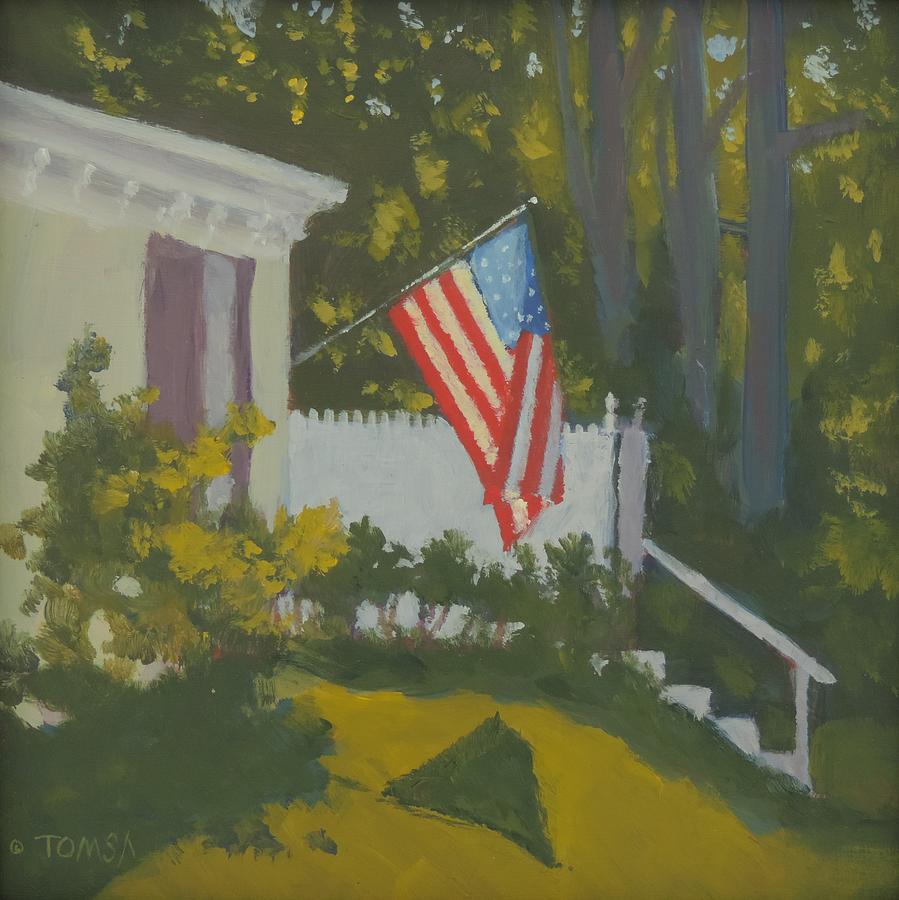 Morning Sun on Old Glory  Painting by Bill Tomsa