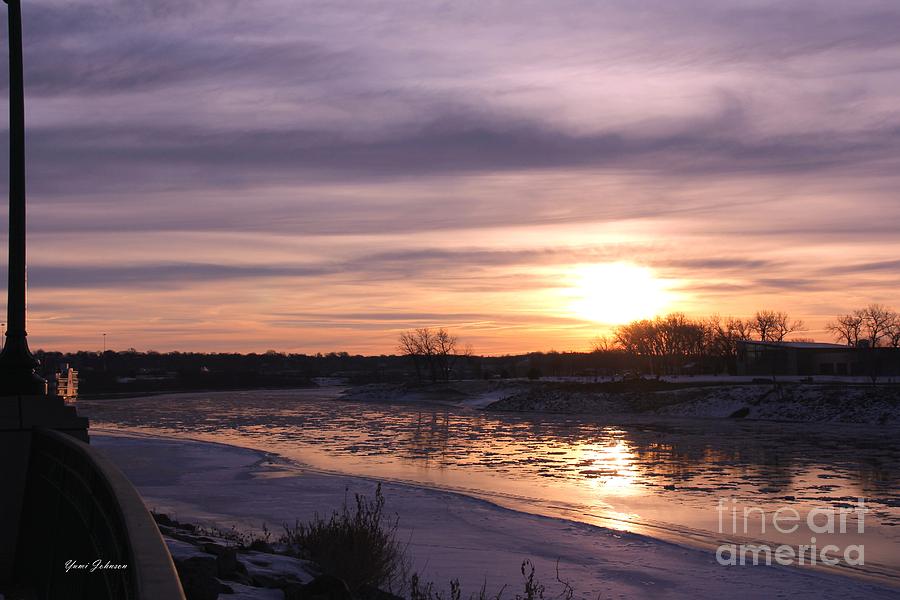 Morning sun reflecting on the Missouri river Photograph by Yumi Johnson