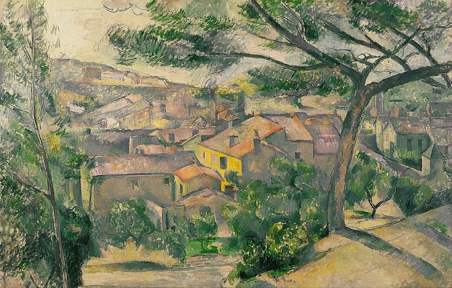 Impressionism Painting - Morning View of LEstaque Against the Sunlight by Paul Cezanne