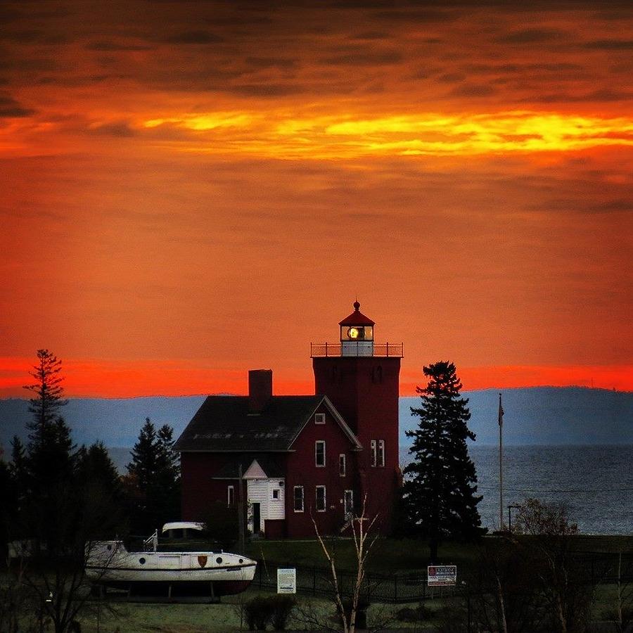 Two Harbors Lighthouse Photograph - Morning View  by Rachel Ross