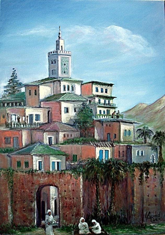 Moroccan Village - Alkasaba Painting by Laila Awad Jamaleldin