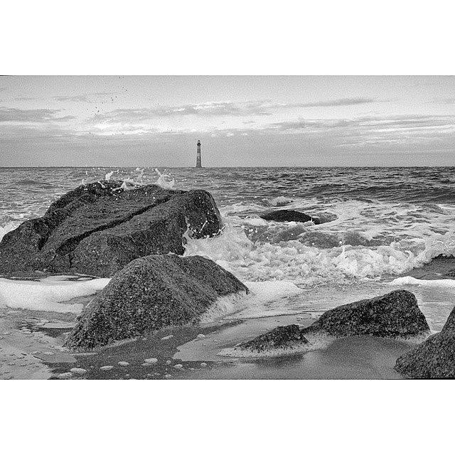 Lighthouse Photograph - Morris Island #lighthouse #blackandwhite by Morgan Price