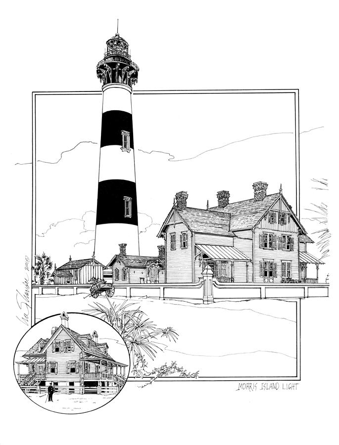 Morris Island Lighthouse Drawing - Morris Island Lighthouse by Ira Shander