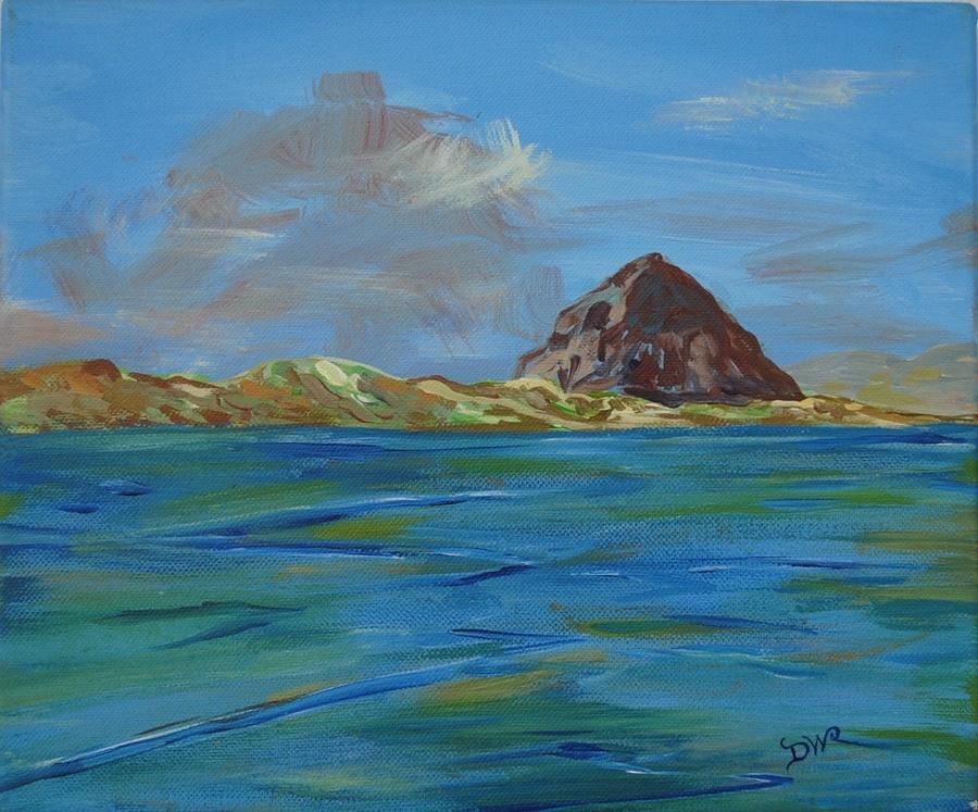 Landscape Painting - Morro rock - Back Bay by Kim Hamrock
