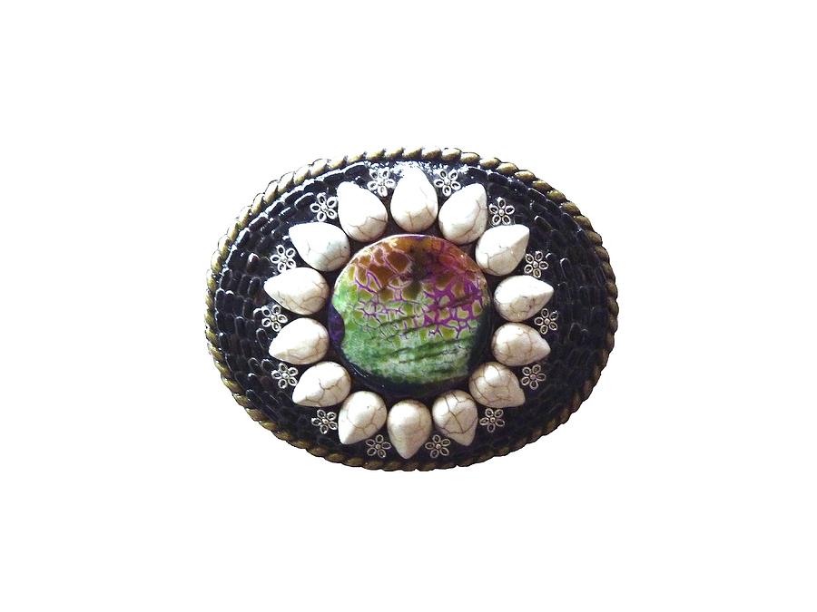 Accessories Jewelry - Mosaic Belt Buckle with Dragons Vein Agate by Katherine Sutcliffe