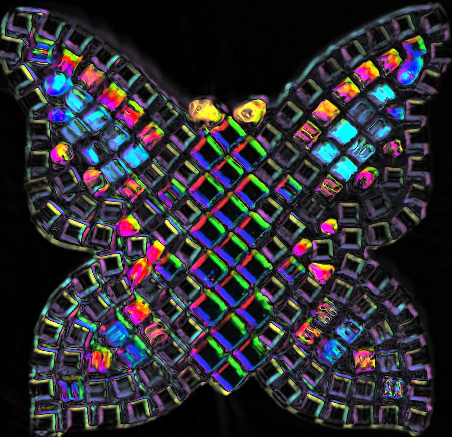 Mosaic Butterfly Light 2 Dark Version Glass Art