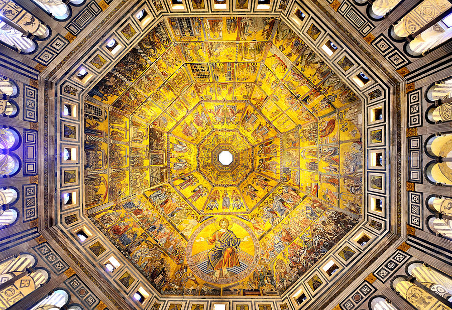 Mosaic Ceiling And Roof Baptistry Of San Giovanni Florence Italy By Comezora