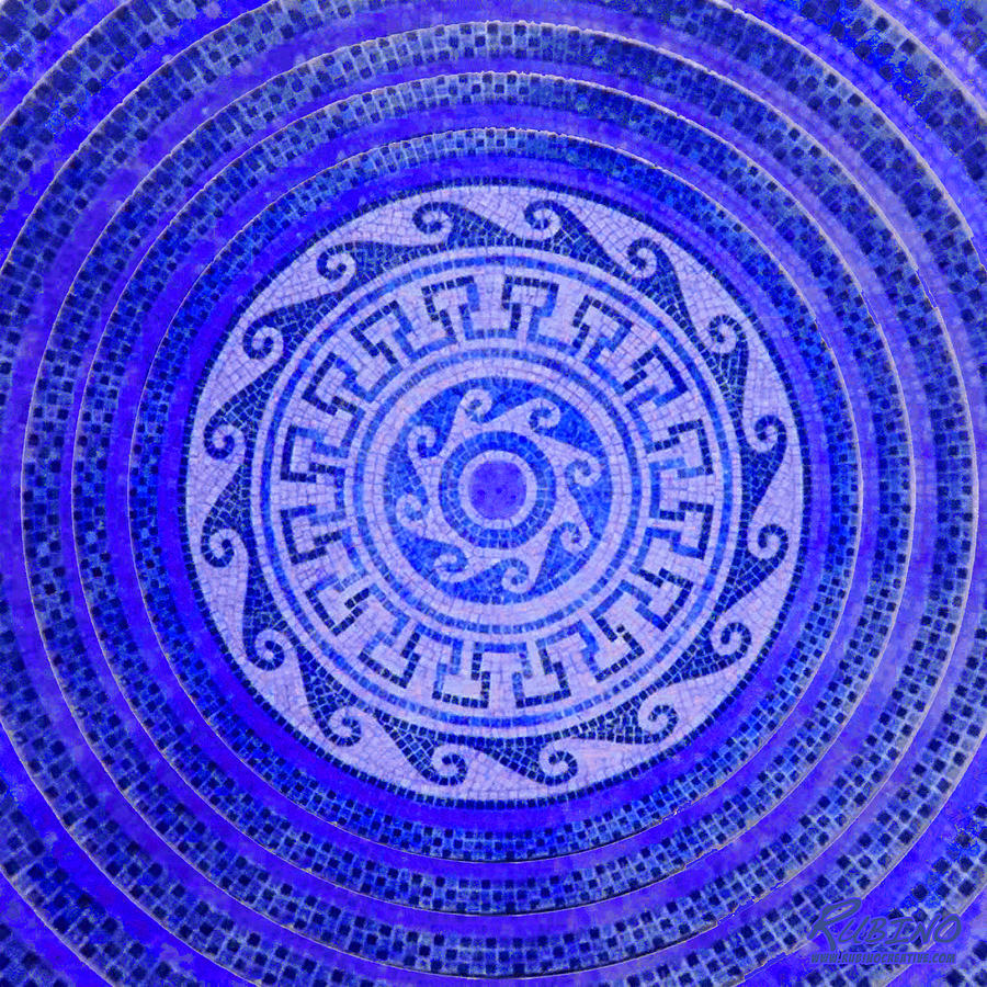 Mosaic Circle Blue Painting by Tony Rubino