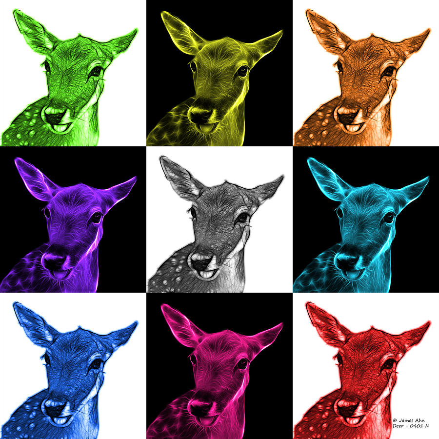 Mosaic Deer - 0401 M - V2 Digital Art by James Ahn