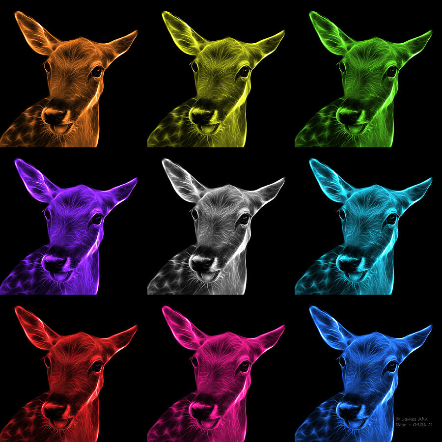 Mosaic Deer Pop Art - 0401 M - BB Digital Art by James Ahn
