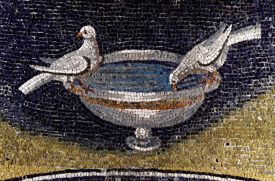 Mosaic Doves Drinking Painting by Granger
