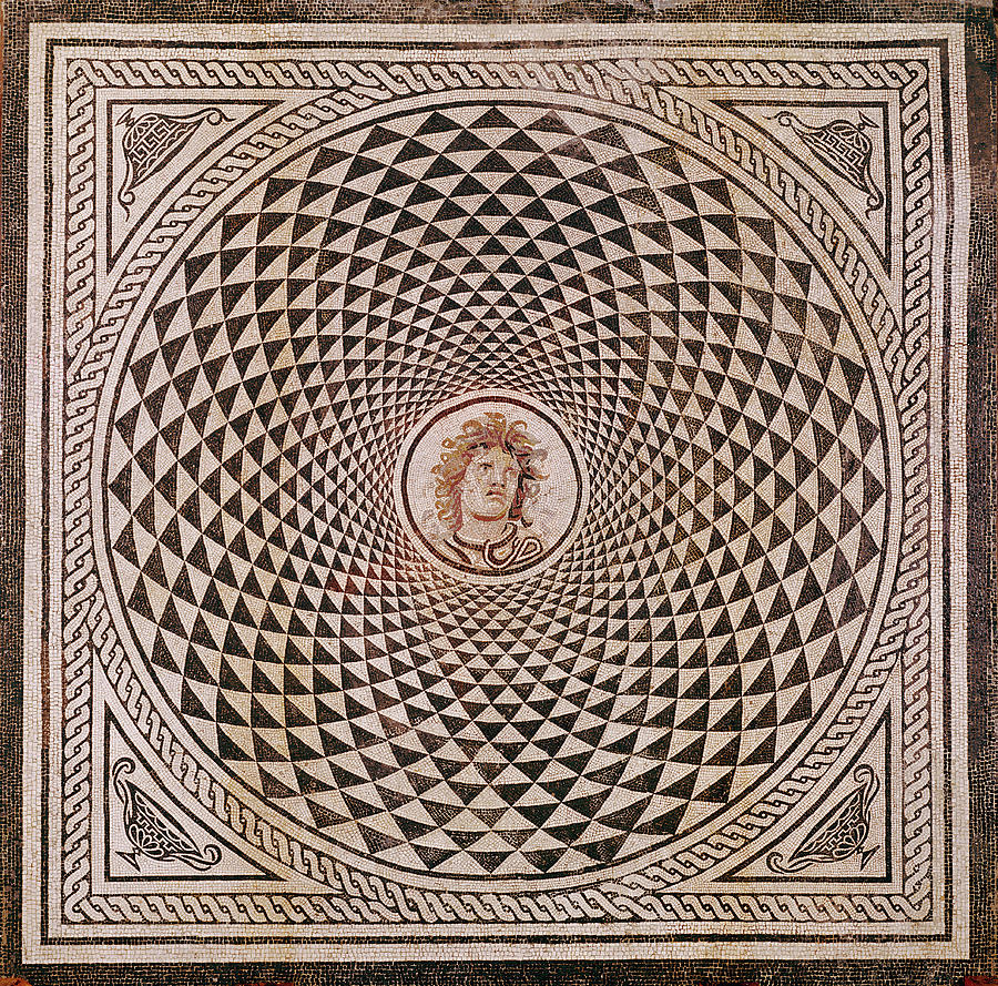 Mosaic Drawing - Mosaic Floor With  Head Of Medusa Unknown Rome by Litz Collection