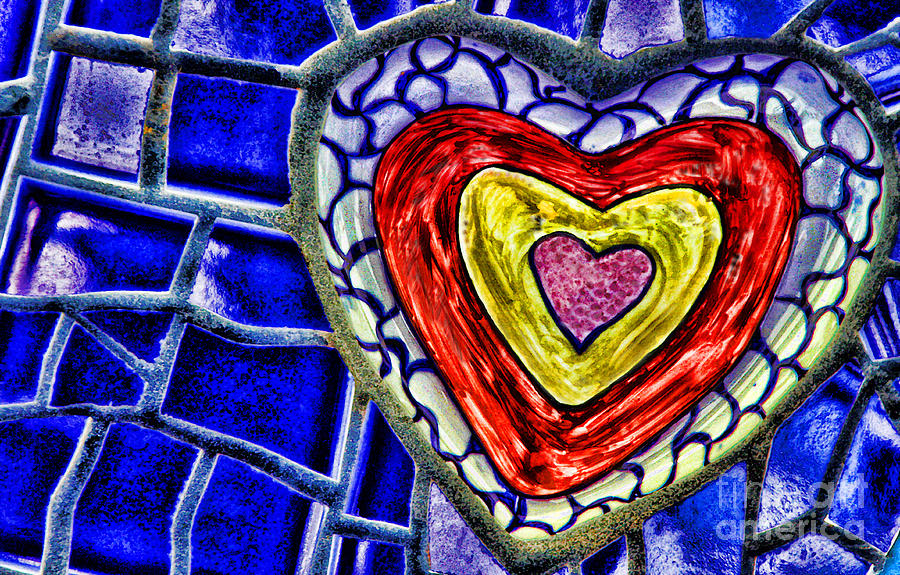 Mosaic Heart By Diana Sainz Mixed Media by Diana Raquel Sainz