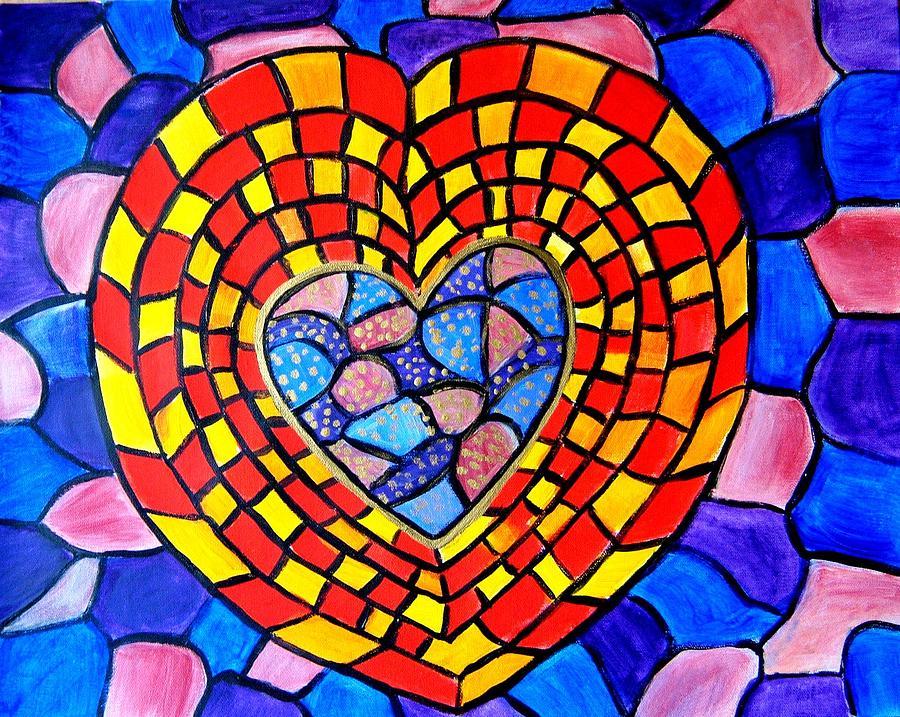Mosaic Heart Painting by Manjiri Kanvinde