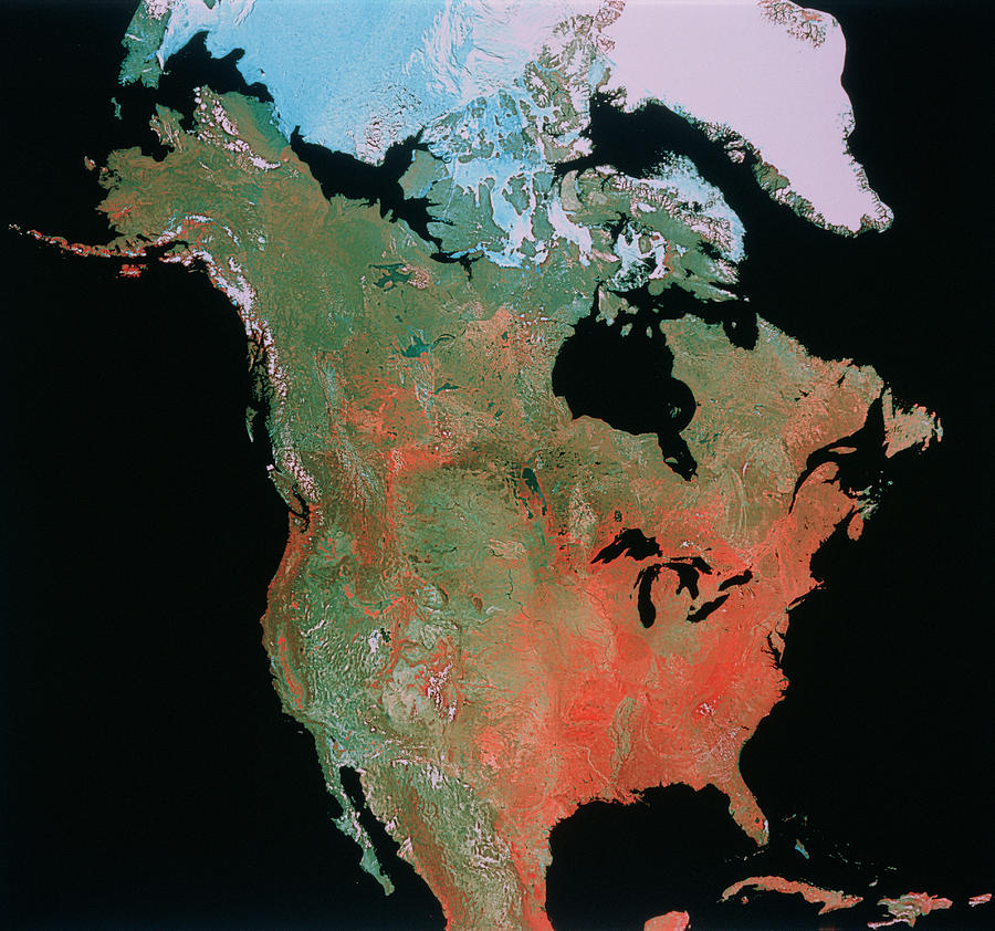Mosaic Image Of United States & Canada Photograph by Mda Information Systems/science Photo Library