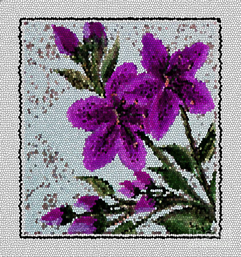 Mosaic Lilies Duvet Photograph by Barbara A Griffin