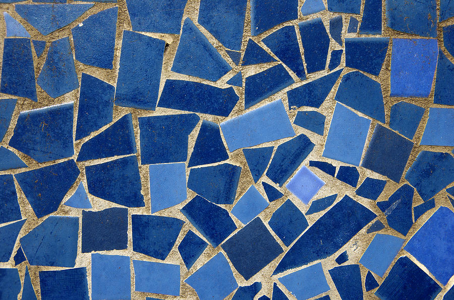 Mosaic made from broken blue ceramic tiles Photograph by Simon McGill
