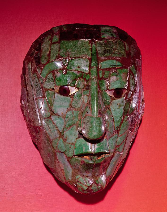 Maya Photograph - Mosaic Mask, From Palenque, Chiapas Jade by Mayan
