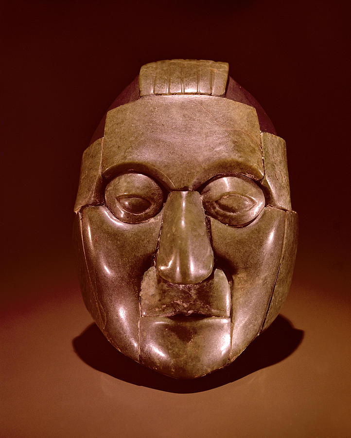 Male Photograph - Mosaic Mask Representing An Old Man, From The Ruz Tomb Under The Temple Of The Inscriptions by Mayan