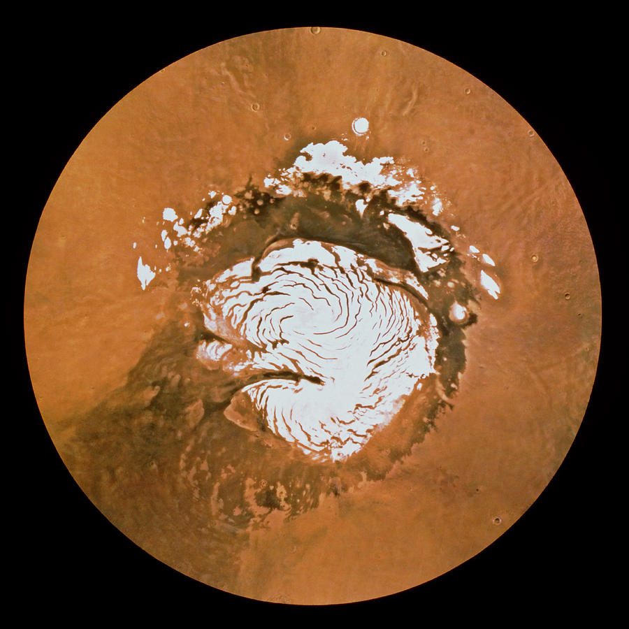 Mosaic Of Images Of Mars North Polar Cap Photograph by Us Geological Survey/science Photo Library